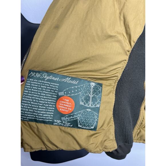 Vintage Bauer Down Eddie Bauer Jacket Green Olive Women's Full Zip Size Large - Picture 10 of 12